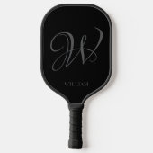 Initial Personalisiert Elegant Black Gray Monogram Pickleball Schläger (Rückseite)