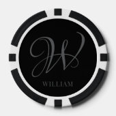 Initial Personalisiert Elegant Black Gray Monogram Pokerchips (Vorderseite)