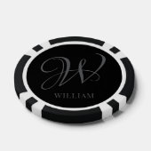 Initial Personalisiert Elegant Black Gray Monogram Pokerchips (Einzeln)