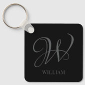 Initial Personalisiert Elegant Black Gray Monogram Schlüsselanhänger (Vorderseite)