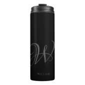 Initial Personalisiert Elegant Black Gray Monogram Thermosbecher (Vorderseite)