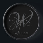 Initial Personalisiert Elegant Black Gray Monogram Uhr<br><div class="desc">Einfache,  individuelle Erstmonogramm in moderner Typografie. Perfektes Geschenk mit persönlicher Touch</div>