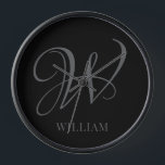 Initial Personalisiert Elegant Black Gray Monogram Uhr<br><div class="desc">Einfache,  individuelle Erstmonogramm in moderner Typografie. Perfektes Geschenk mit persönlicher Touch</div>