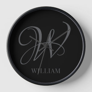 Initial Personalisiert Elegant Black Gray Monogram Uhr