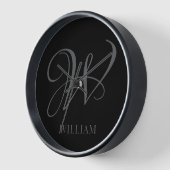 Initial Personalisiert Elegant Black Gray Monogram Uhr (Winkel)