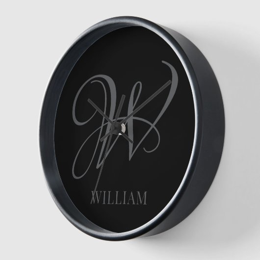 Initial Personalisiert Elegant Black Gray Monogram Uhr (Winkel)