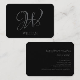 Initial Personalisiert Elegant Black Gray Monogram Visitenkarte