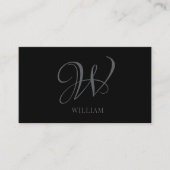 Initial Personalisiert Elegant Black Gray Monogram Visitenkarte (Vorderseite)