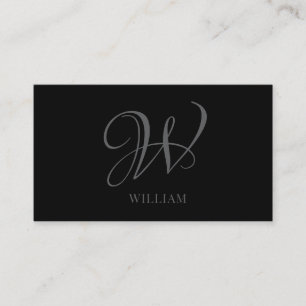 Initial Personalisiert Elegant Black Gray Monogram Visitenkarte