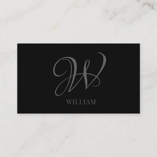 Initial Personalisiert Elegant Black Gray Monogram Visitenkarte (Vorderseite)