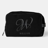 Initial Personalisiert Elegant Black Gray Monogram Waschbeutel (Rückseite)