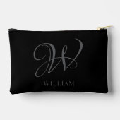 Initial Personalisiert Elegant Black Gray Monogram Zubehörtasche (Rückseite)