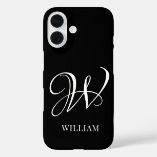 Initial Personalisiert Elegant Black Monogram iPhone 16 Hülle