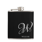 Initial Personalisiert Elegant Black Monogram Flachmann (Vorderseite)