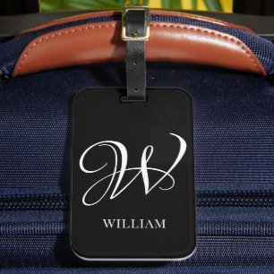 Initial Personalisiert Elegant Black Monogram Gepäckanhänger