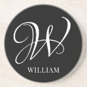 Initial Personalisiert Elegant Black Monogram Getränkeuntersetzer (Vorne)
