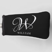 Initial Personalisiert Elegant Black Monogram Golf Headcover (Vorderseite)