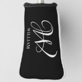 Initial Personalisiert Elegant Black Monogram Golf Headcover (Rotieren 90)
