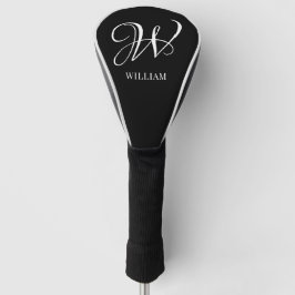 Initial Personalisiert Elegant Black Monogram Golf Headcover