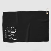 Initial Personalisiert Elegant Black Monogram Golfhandtuch (Horizontal)