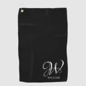 Initial Personalisiert Elegant Black Monogram Golfhandtuch (Vorderseite)