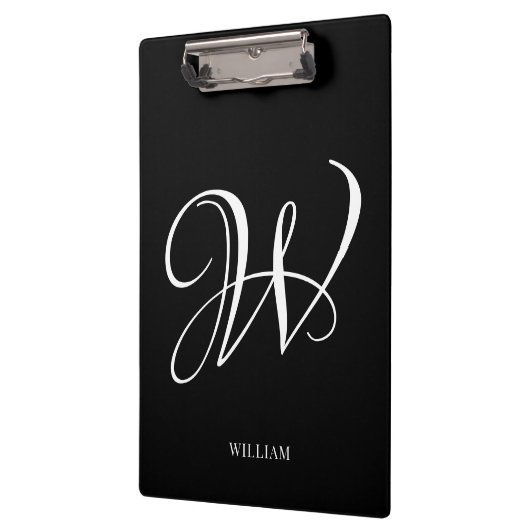 Initial Personalisiert Elegant Black Monogram Klemmbrett (Links)
