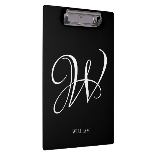 Initial Personalisiert Elegant Black Monogram Klemmbrett (Rechts)