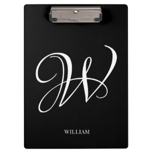 Initial Personalisiert Elegant Black Monogram Klemmbrett