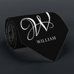 Initial Personalisiert Elegant Black Monogram Krawatte<br><div class="desc">Einfache,  individuelle Erstmonogramm in moderner Typografie. Perfektes Geschenk mit persönlicher Touch</div>