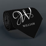 Initial Personalisiert Elegant Black Monogram Krawatte<br><div class="desc">Einfache,  individuelle Erstmonogramm in moderner Typografie. Perfektes Geschenk mit persönlicher Touch</div>