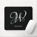 Initial Personalisiert Elegant Black Monogram Mousepad<br><div class="desc">Einfache,  individuelle Erstmonogramm in moderner Typografie. Perfektes Geschenk mit persönlicher Touch</div>