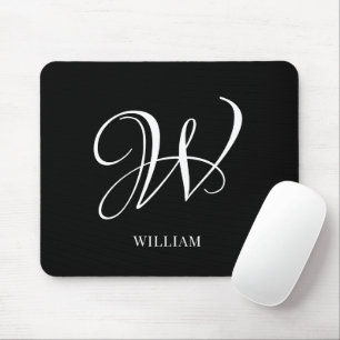 Initial Personalisiert Elegant Black Monogram Mousepad