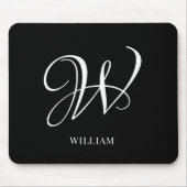 Initial Personalisiert Elegant Black Monogram Mousepad (Vorne)