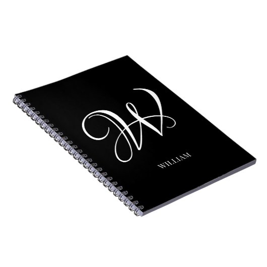 Initial Personalisiert Elegant Black Monogram Notizblock (Rechte Seite)