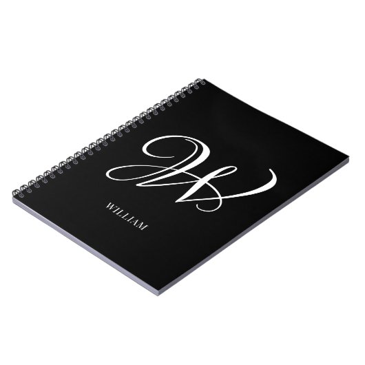 Initial Personalisiert Elegant Black Monogram Notizblock (Linke Seite)