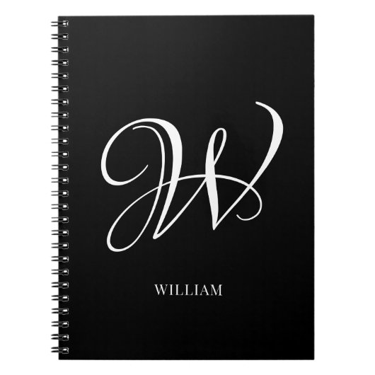 Initial Personalisiert Elegant Black Monogram Notizblock (Vorderseite)