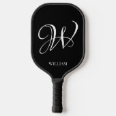 Initial Personalisiert Elegant Black Monogram Pickleball Schläger (Rückseite)