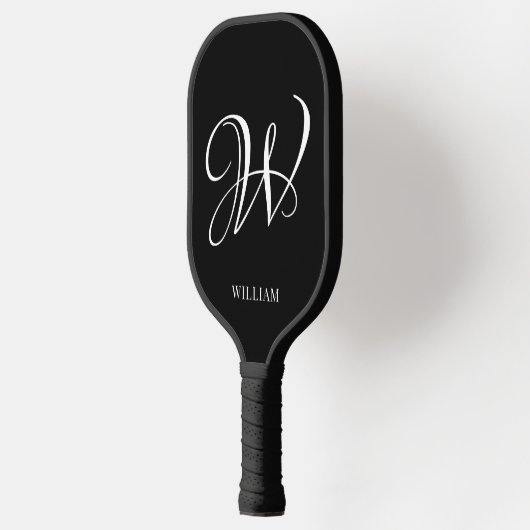 Initial Personalisiert Elegant Black Monogram Pickleball Schläger (Links)