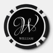 Initial Personalisiert Elegant Black Monogram Pokerchips (Rückseite)