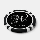 Initial Personalisiert Elegant Black Monogram Pokerchips (Einzeln)