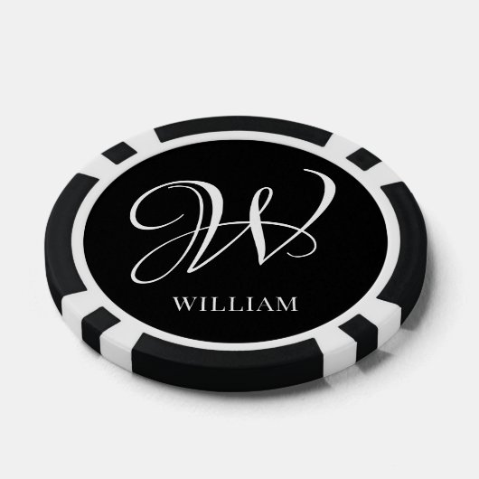 Initial Personalisiert Elegant Black Monogram Pokerchips (Einzeln)