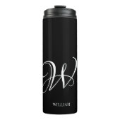 Initial Personalisiert Elegant Black Monogram Thermosbecher (Vorderseite)