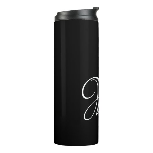 Initial Personalisiert Elegant Black Monogram Thermosbecher (Nach links gedreht)