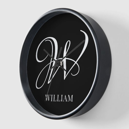 Initial Personalisiert Elegant Black Monogram Uhr (Winkel)