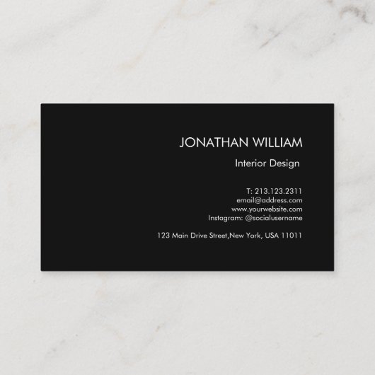 Initial Personalisiert Elegant Black Monogram Visitenkarte (Rückseite)