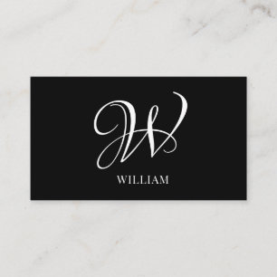 Initial Personalisiert Elegant Black Monogram Visitenkarte