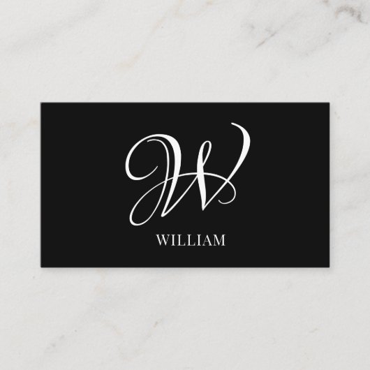 Initial Personalisiert Elegant Black Monogram Visitenkarte (Vorderseite)