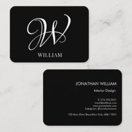 Initial Personalisiert Elegant Black Monogram Visitenkarte