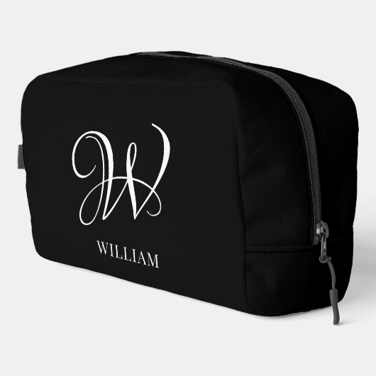 Initial Personalisiert Elegant Black Monogram Waschbeutel (Rechte Ecke)