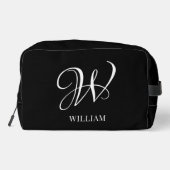 Initial Personalisiert Elegant Black Monogram Waschbeutel (Rückseite)